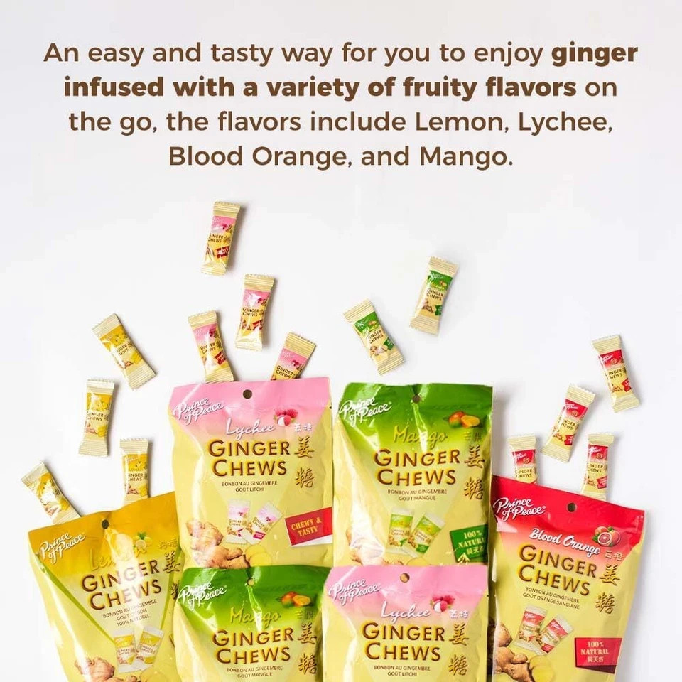 Prince of Peace Ginger Chews Candy Assorted Flavors 8 oz~08/09/2026