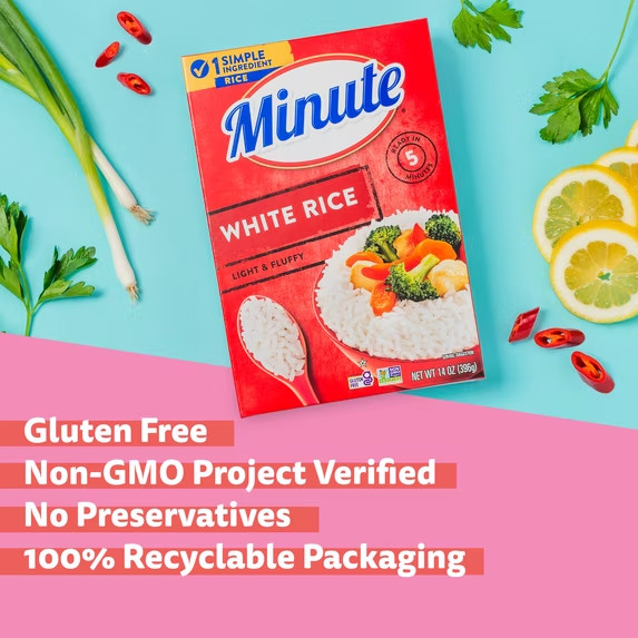 Minute White Rice, Instant White Rice for Quick Dinner Meals, 14-Ounce Box