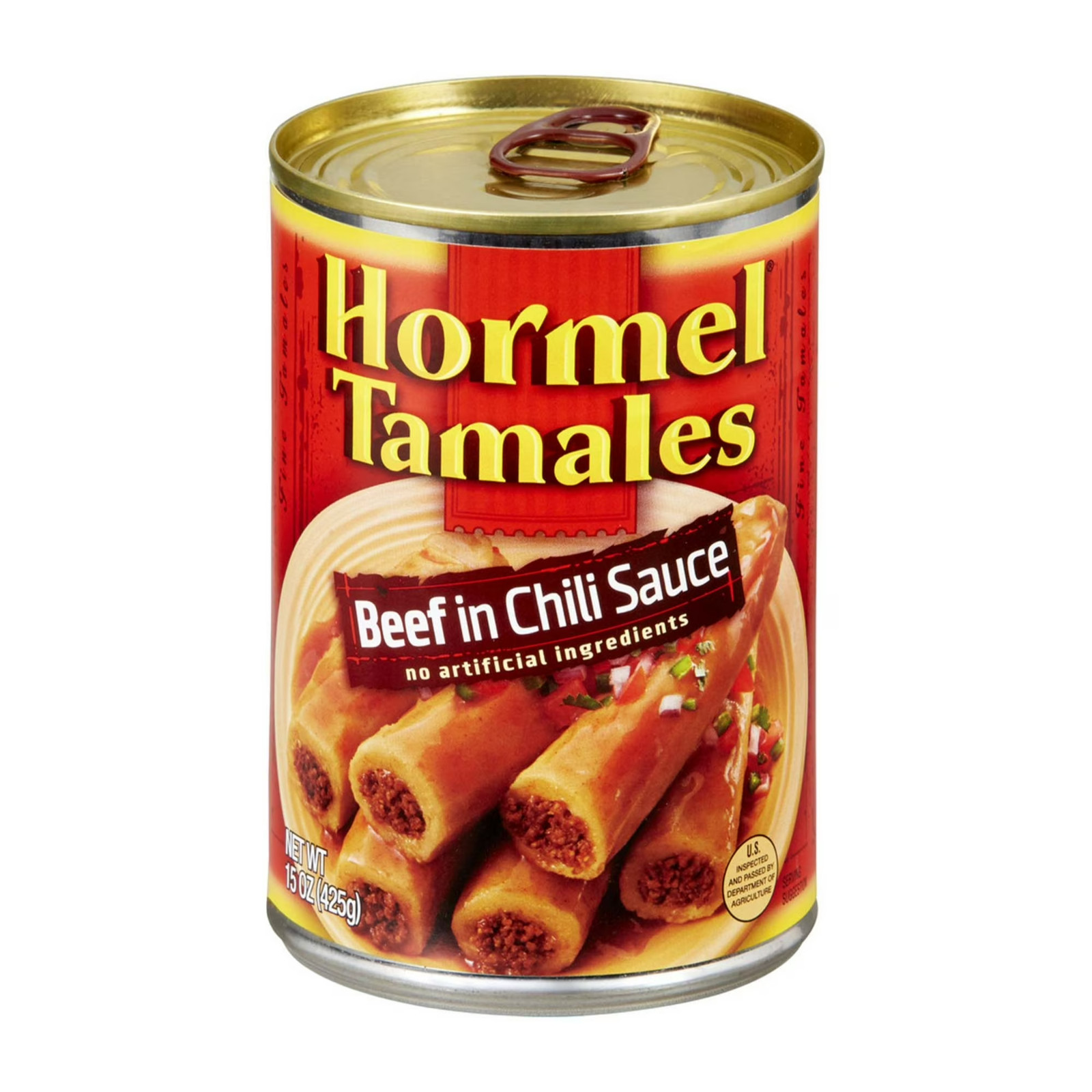 (4 pack) HORMEL Beef Tamales in Chili Sauce, Shelf-Stable, 15 oz Steel Can