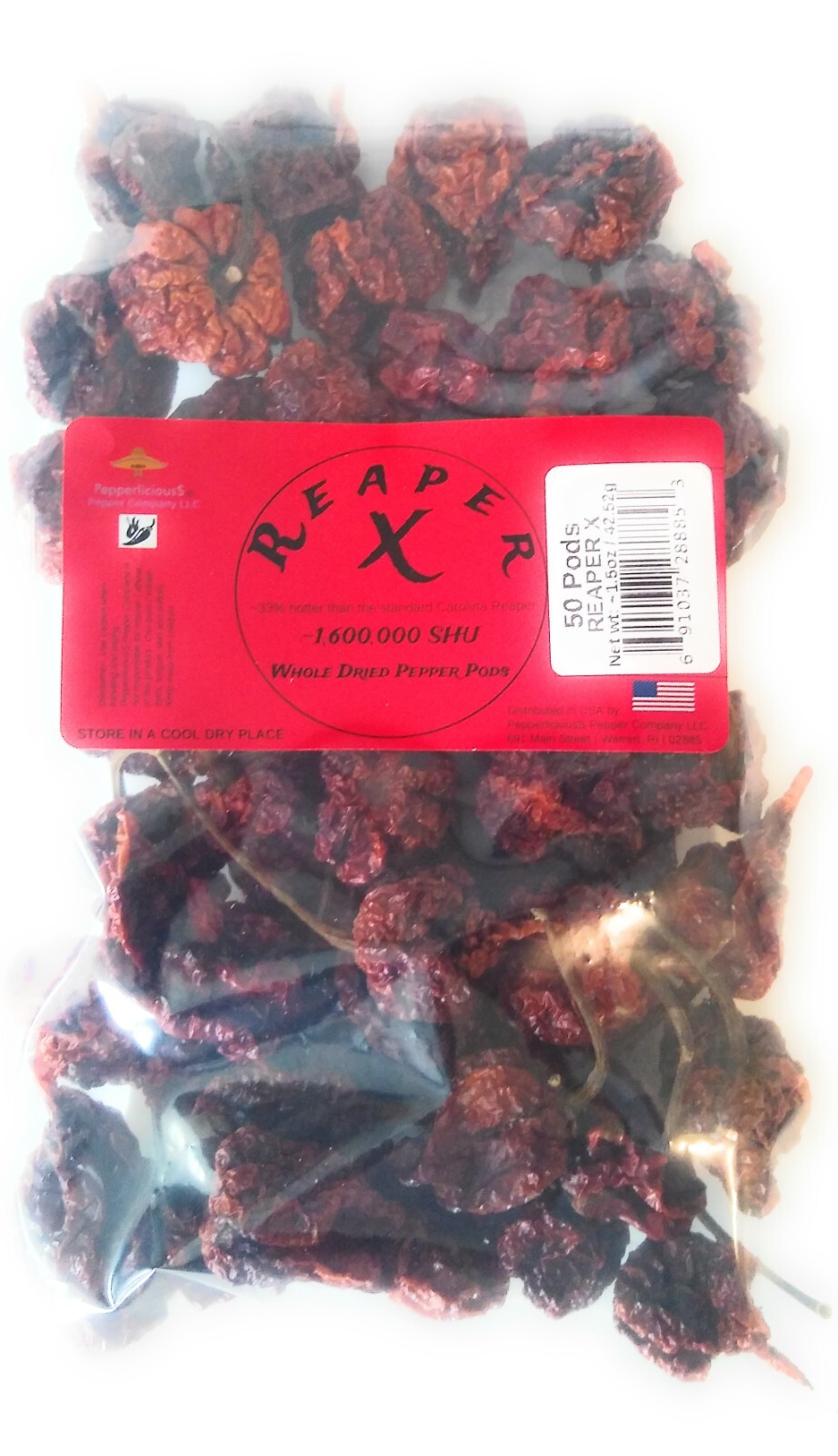 REAPER X 50 WHOLE DRIED PEPPER PODS ~33% hotter than standard Carolina Reaper