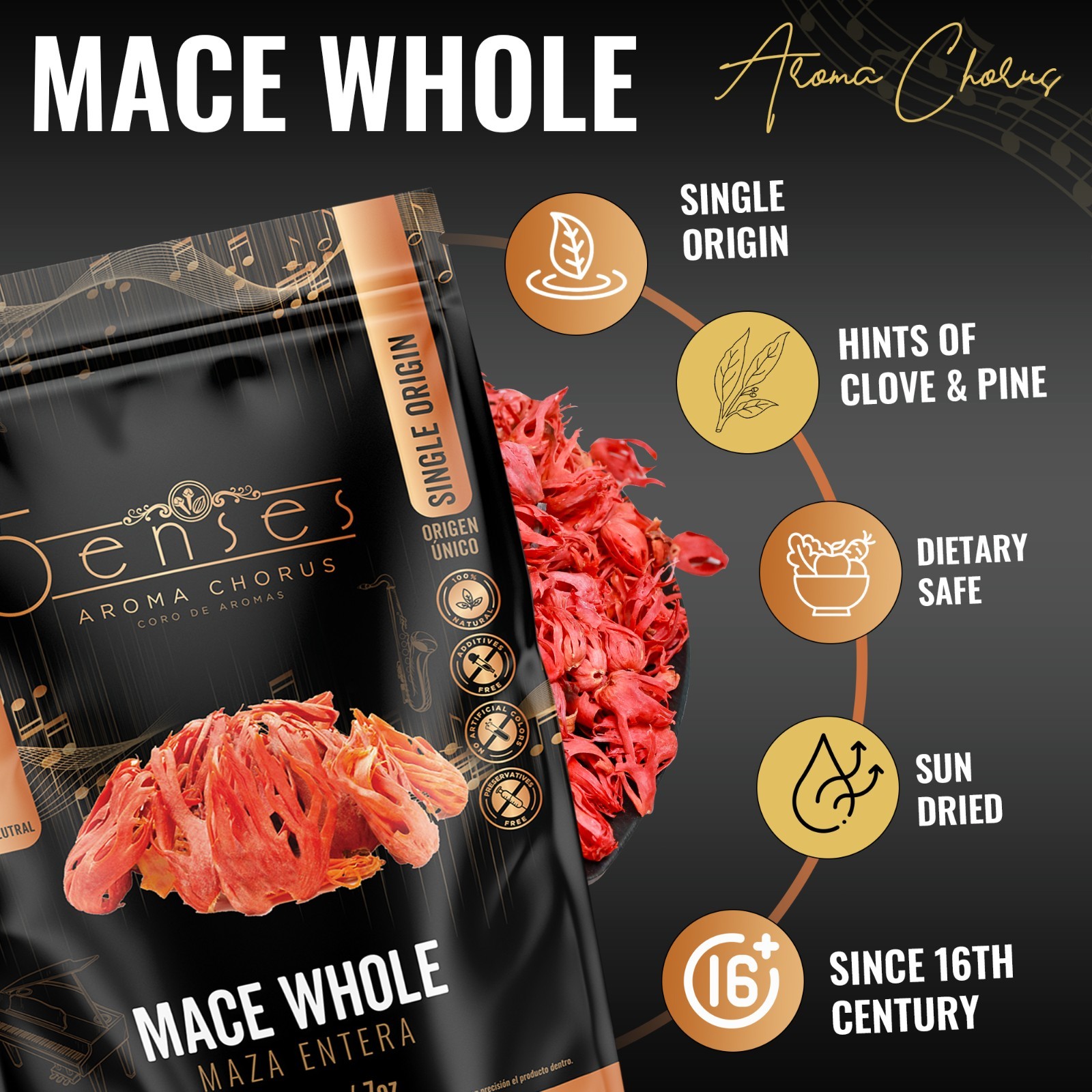 5Senses Mace Whole | Nutmace Maza | Single Origin Non-GMO, Fairtrade