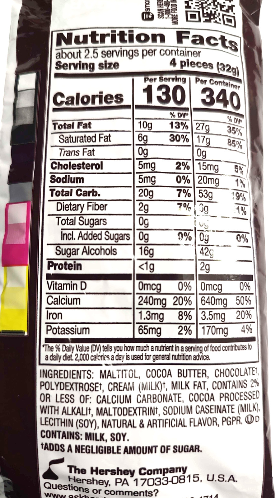Hershey’s Chocolate Candy Bars ~ Sugar Free ~ 3oz Bag ~ Guaranteed Fresh