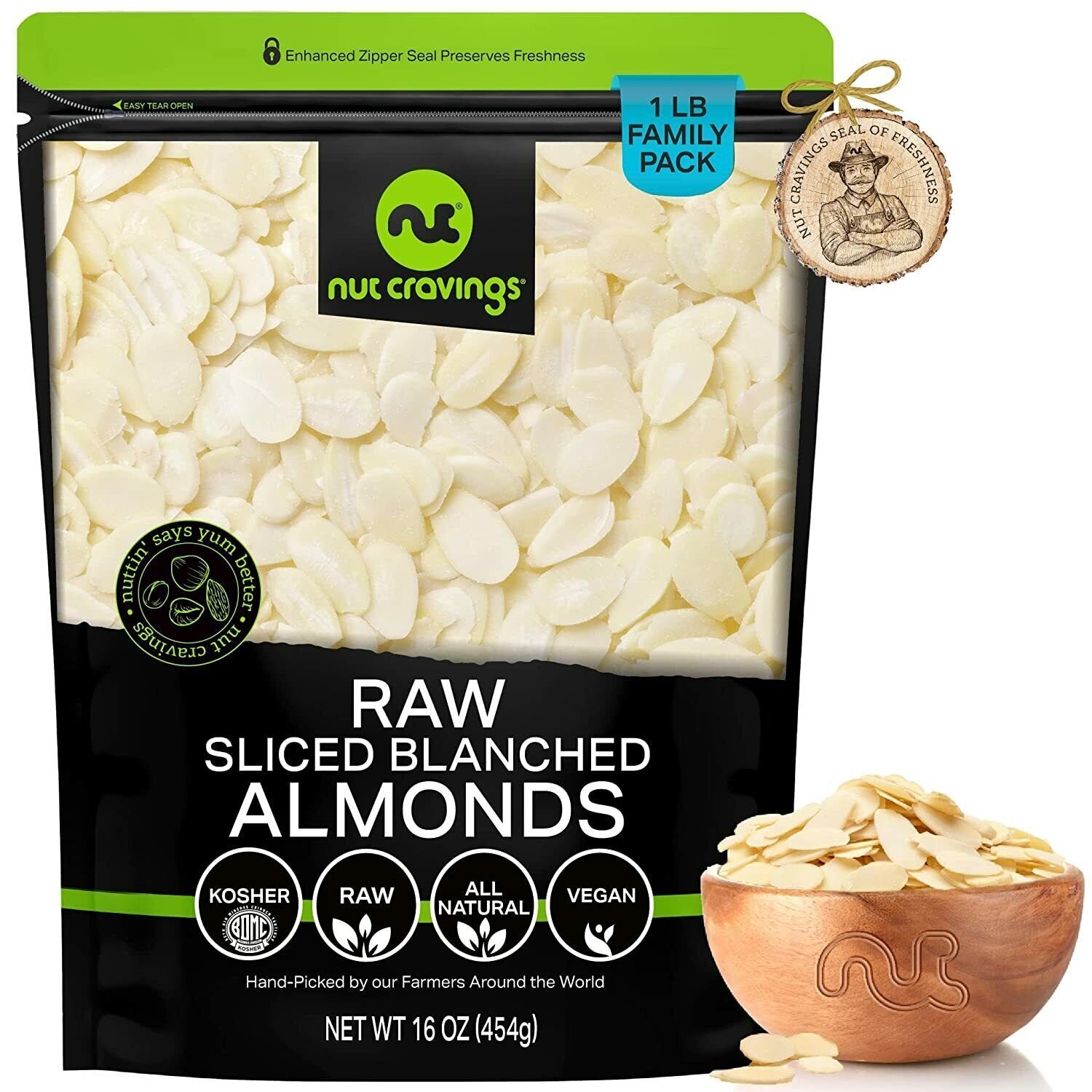 Sliced Almonds Blanched Raw, Natural, Kosher