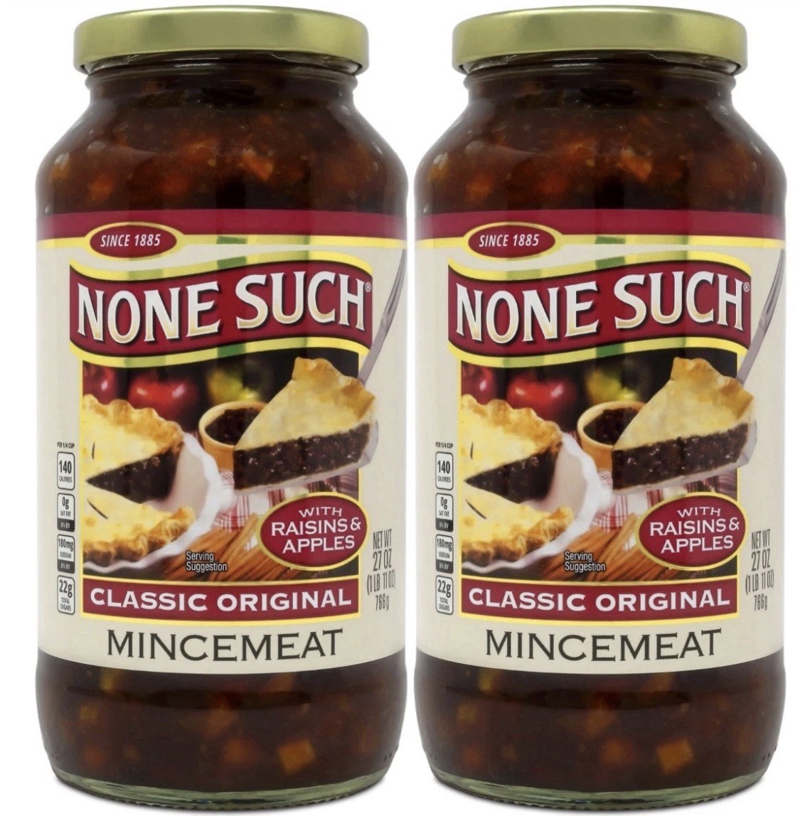None Such Mincemeat Classic Original with Raisins & Apples 27 Ounce Pack of 2