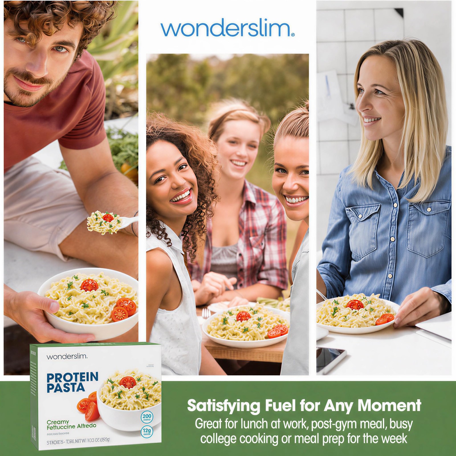 WonderSlim Protein Pasta, Creamy 5 Count (Pack of 1), Fettuccini Alfredo