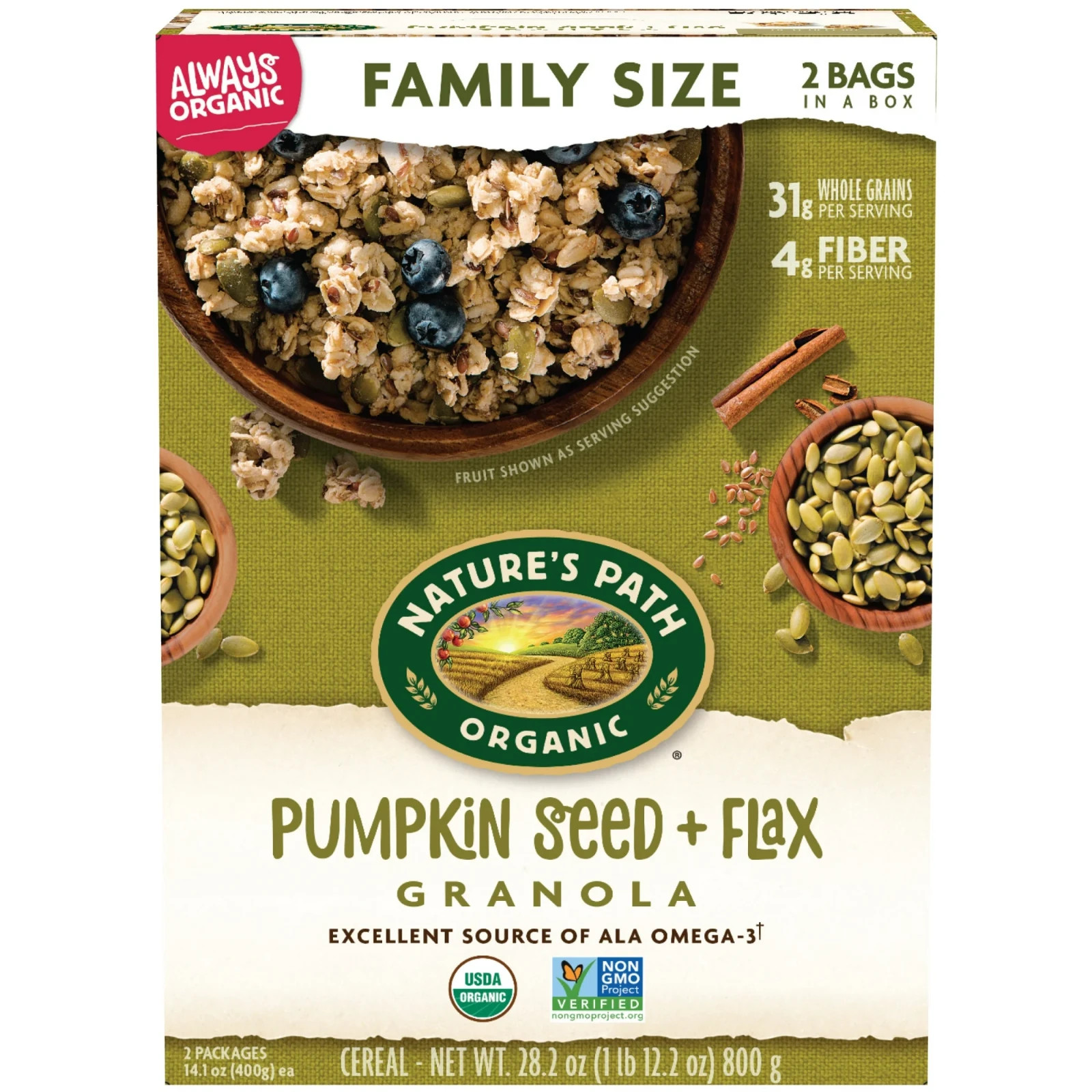Nature’s Path Organic Granola, Pumpkin Seed + Flax, 28.2oz Box