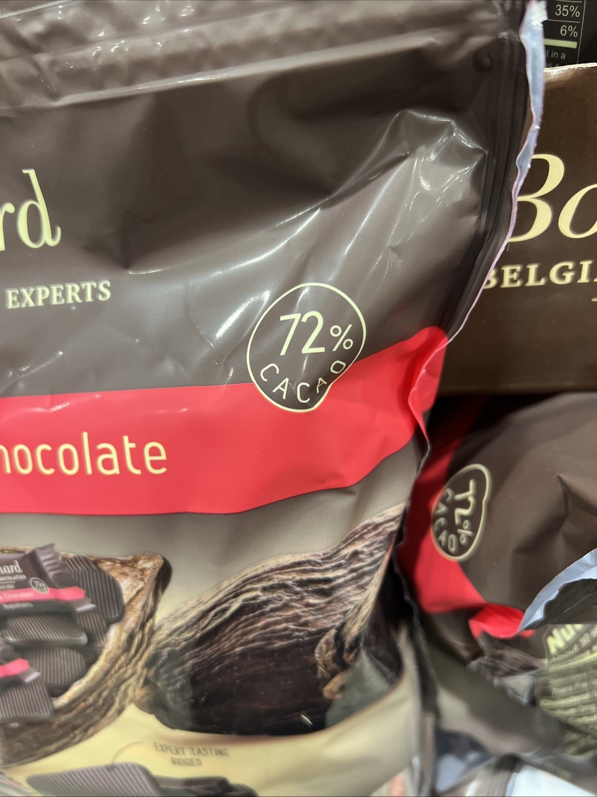 New Bouchard Belgian Dark Chocolate Gluten-Free 72% Cacao 32oz No soy or vanilla