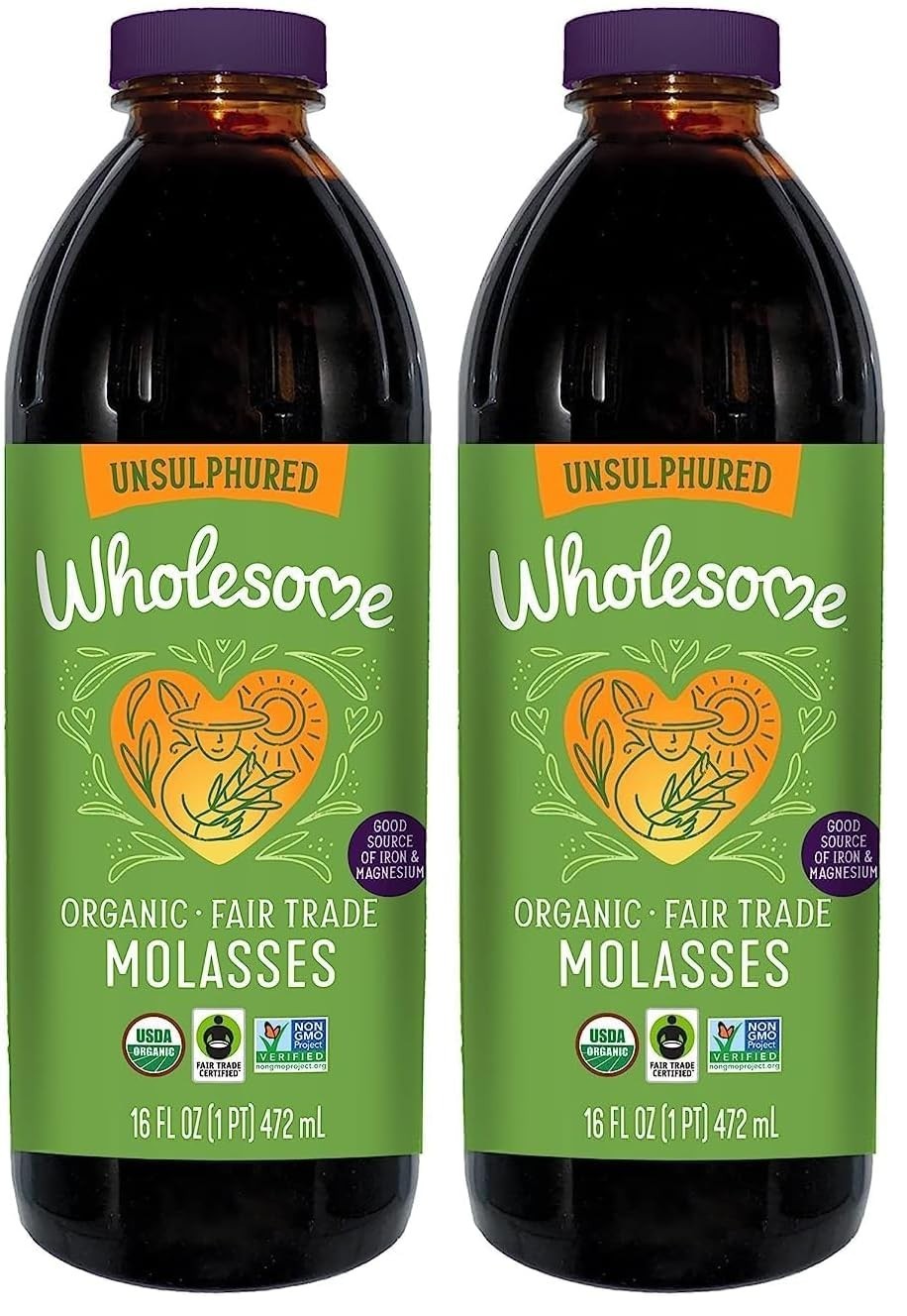 Wholesome Organic Blackstrap Molasses 16 Fl Oz USDA Organic Fair Trade Non GMO