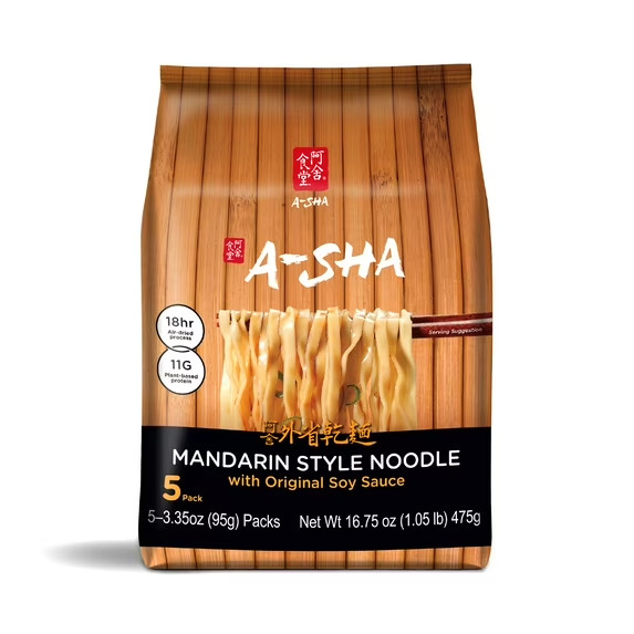 A-Sha Original Sauce Medium Width Mandarin Ramen Noodles 5 Count, 16.75 oz