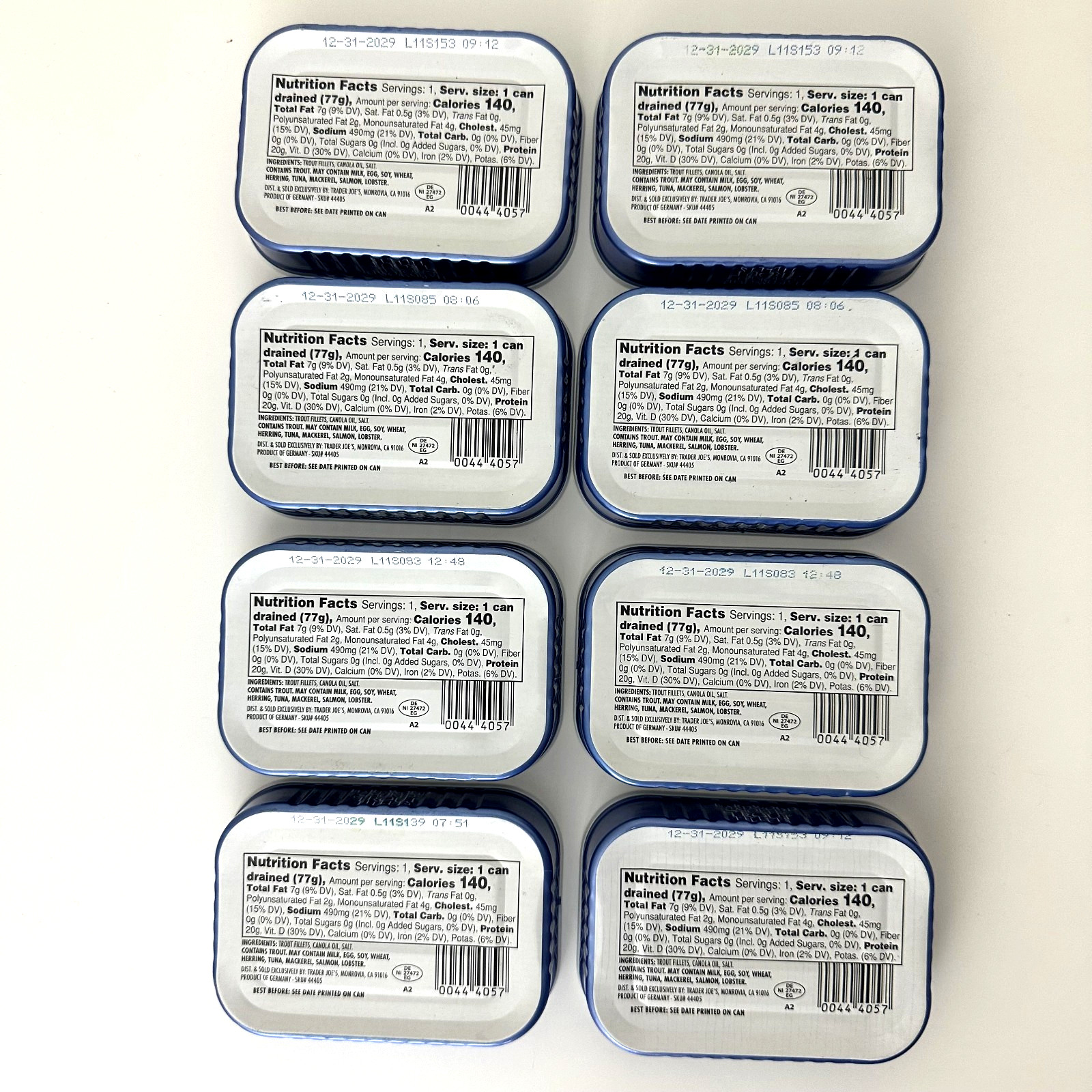6x Trader Joe’s Smoked Trout Fillets in Oil Skinless 3.9 oz Each Tin Exp 12/2028