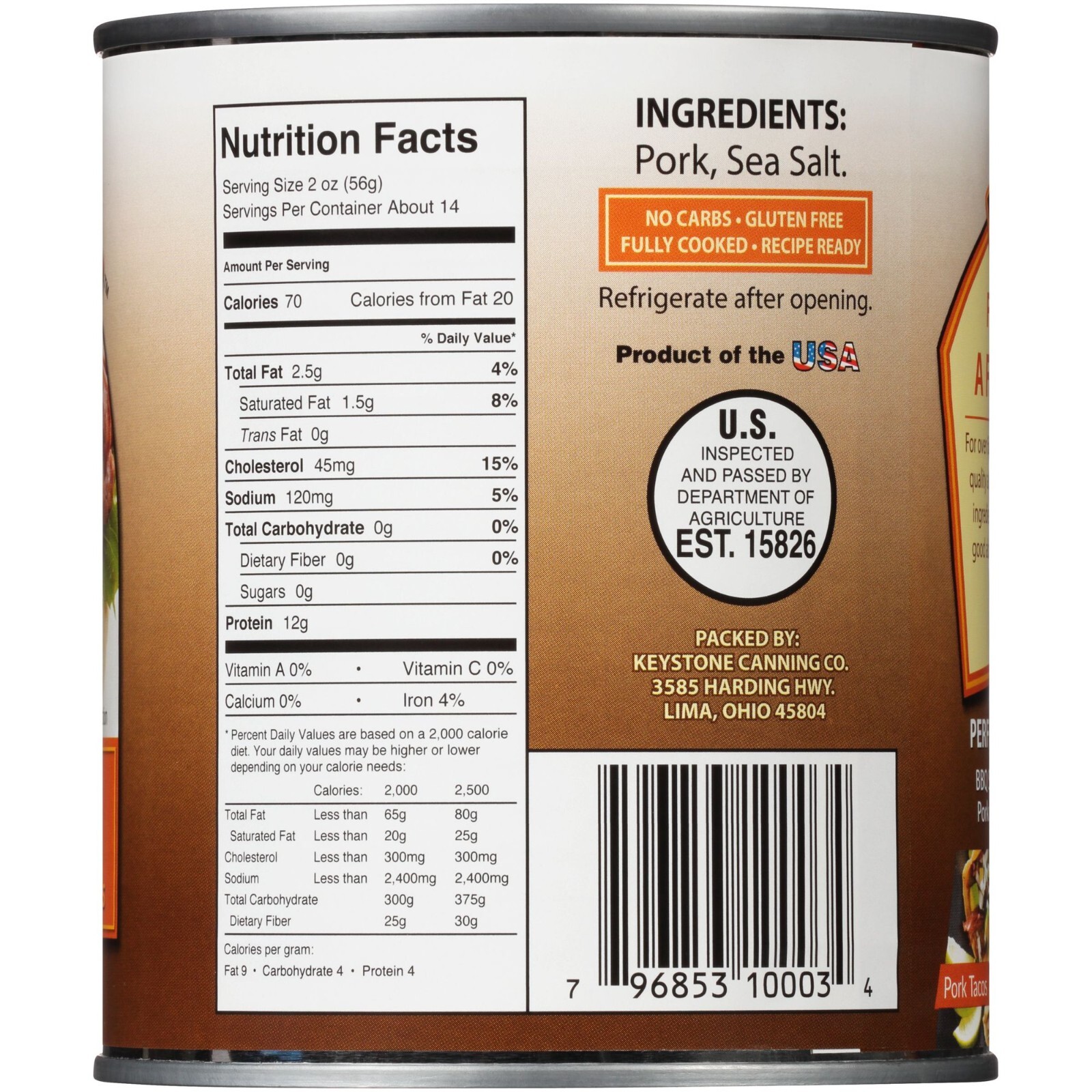 24 Pack – Keystone Meats Natural Pork Fully Cooked 28 oz Food, No Preservatives✅