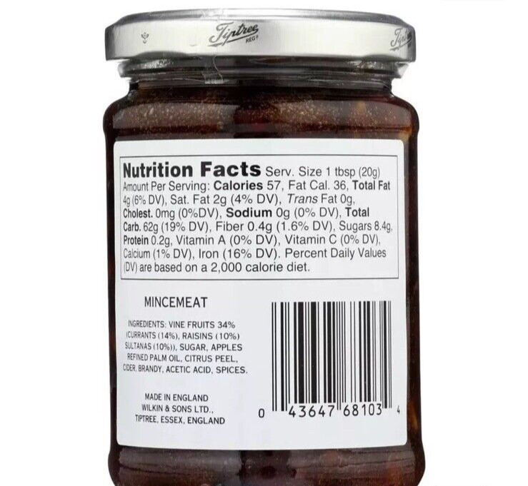 Tiptree England MINCEMEAT Mixed Fruits 11 Oz (2 Pack) DEC 2027
