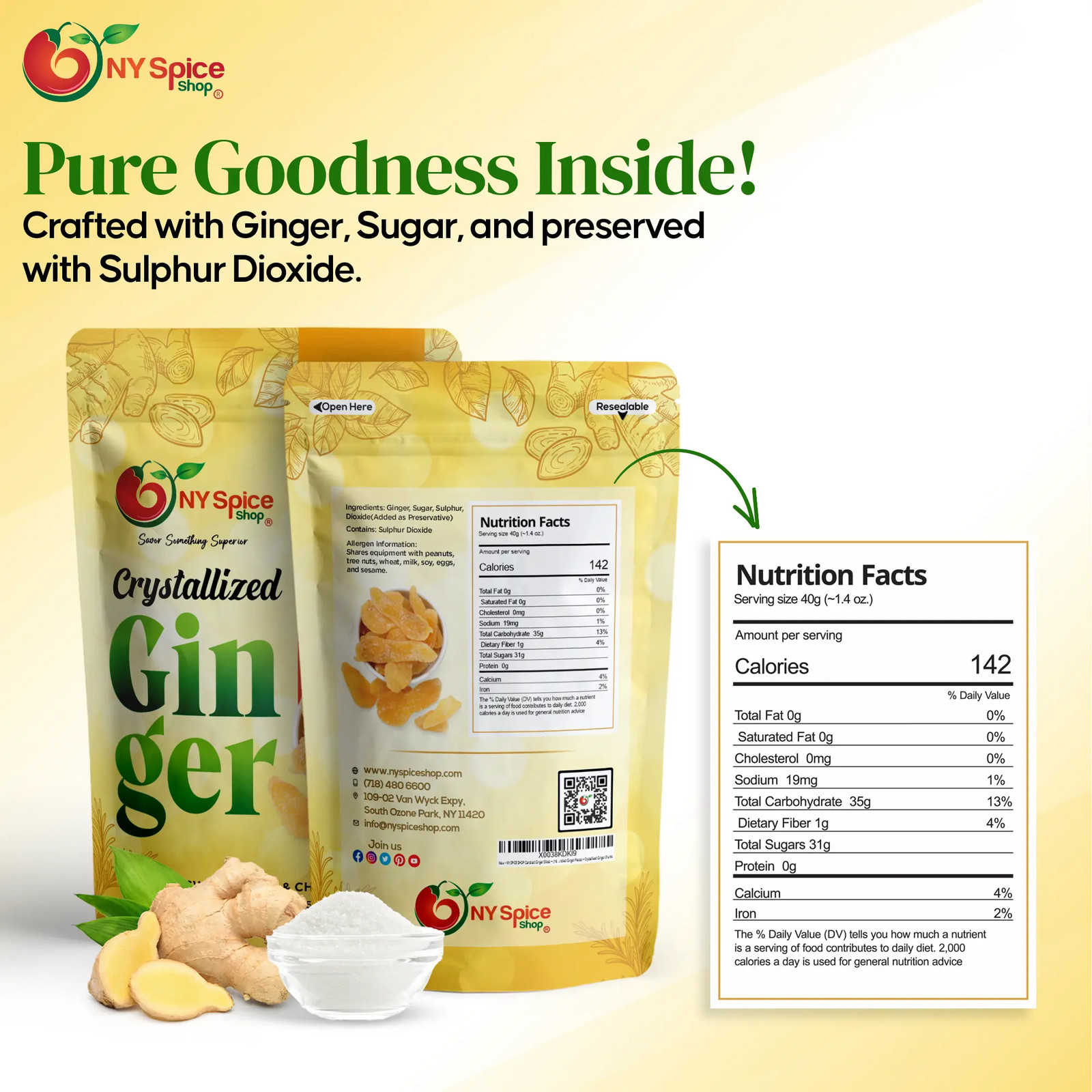 Crystallized Ginger Dehydrated Kosher Candied Sugar Slices Dried