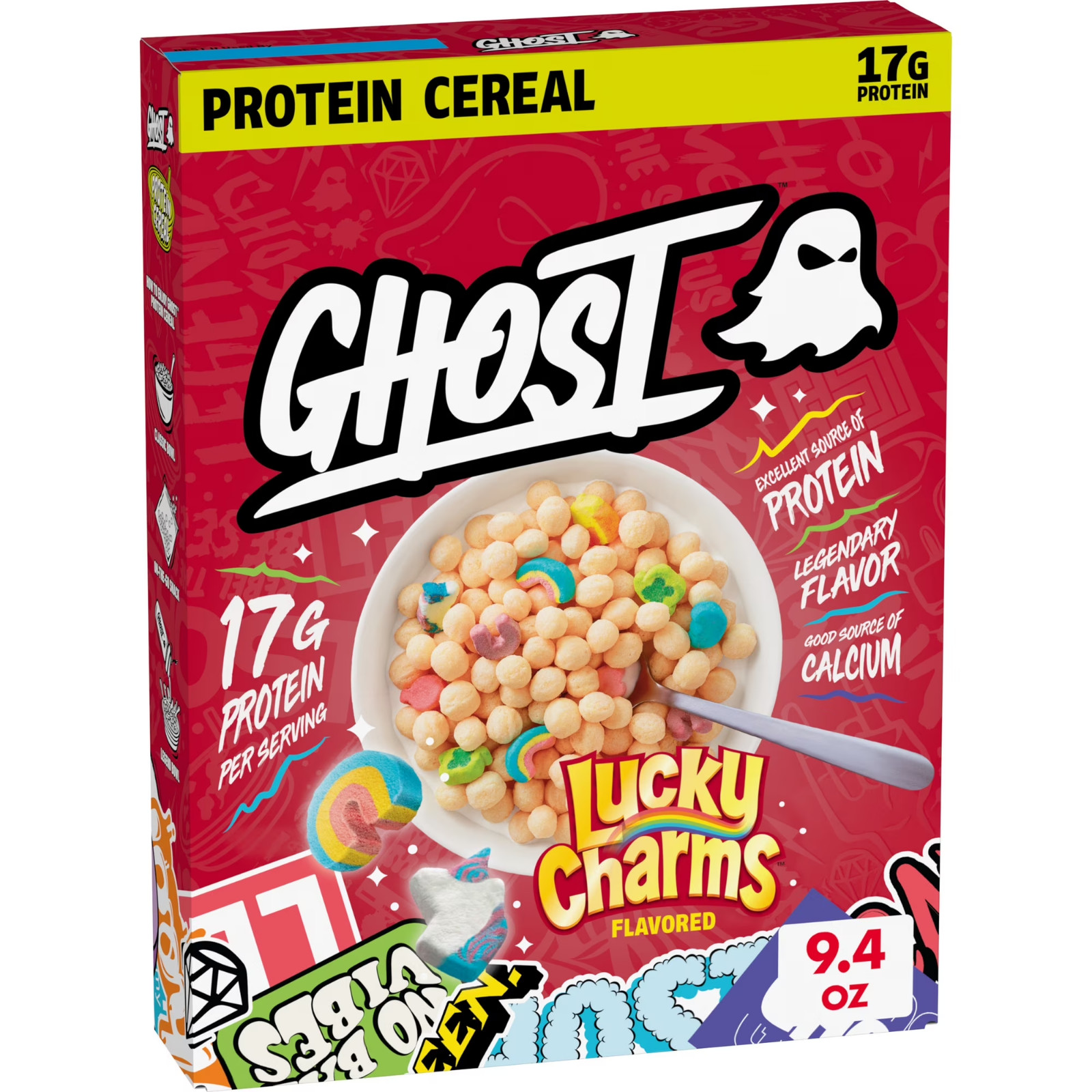 GHOST PROTEIN CEREAL, LUCKY CHARMS Flavor, 17G Protein, 9.4 oz,free shipping..