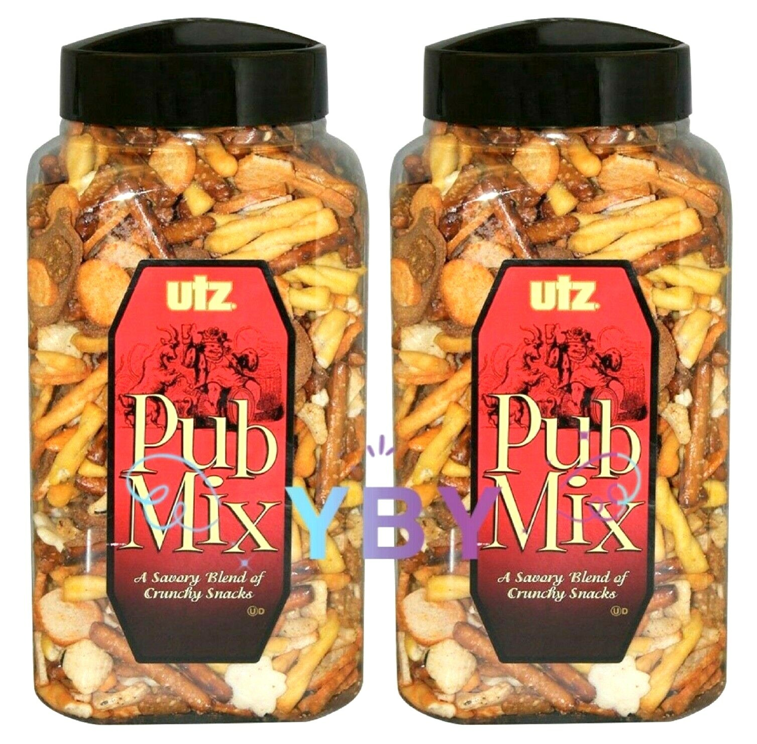 2 Packs Utz Pub Mix Barrels A Savory Blend of Crunchy Snacks 44 OZ Each Pack