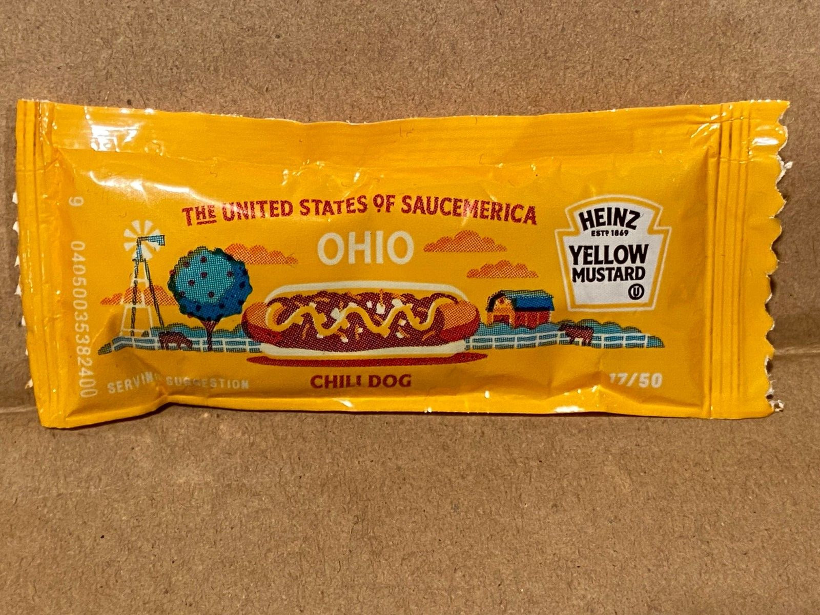 1 Heinz United States Of SaucemericaYellow Mustard Packet OHIO #17/50 NEW DTC