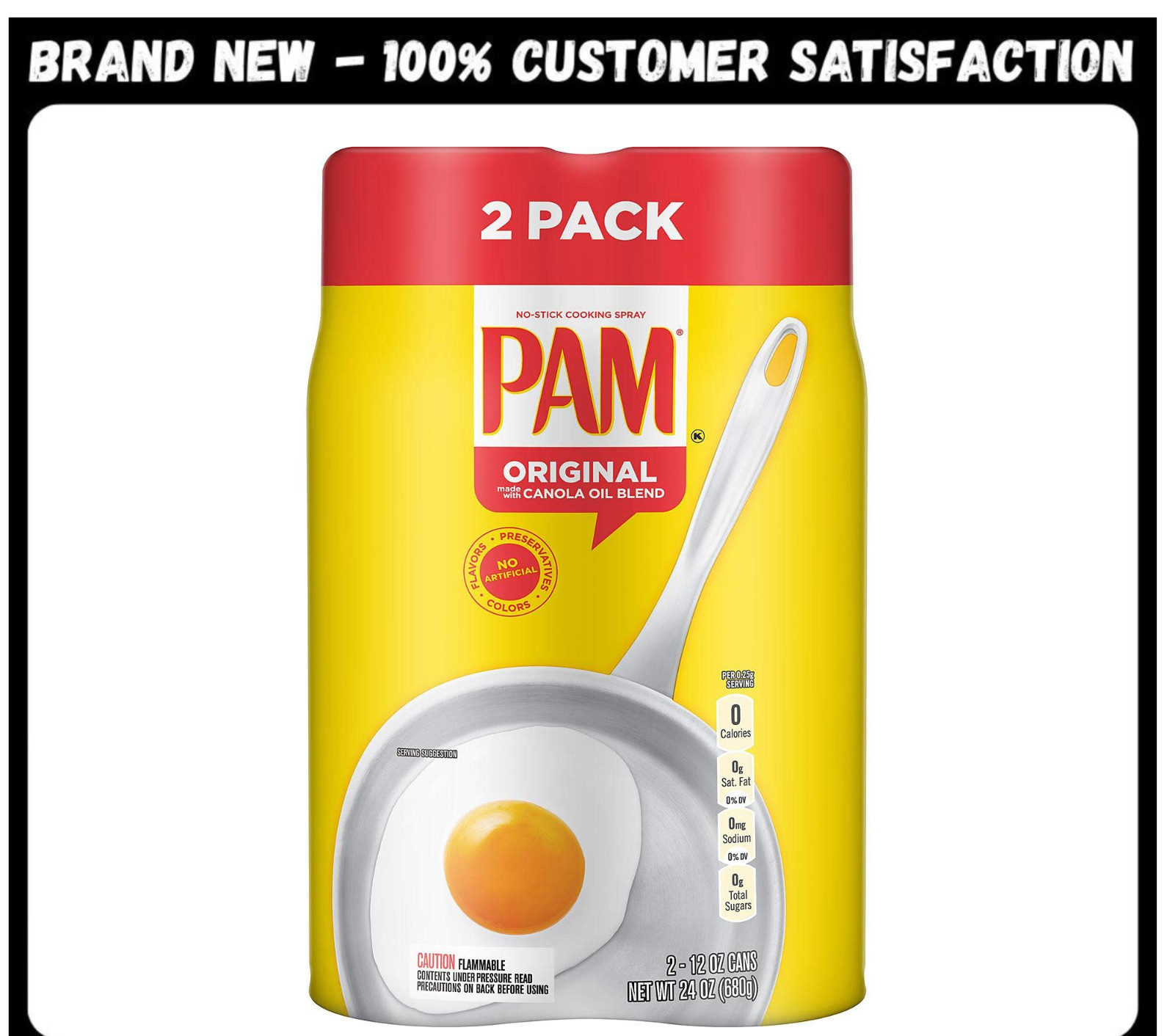 Pam Original No-Stick Cooking Spray 100% natural Canola Oil (2 pack – 12oz