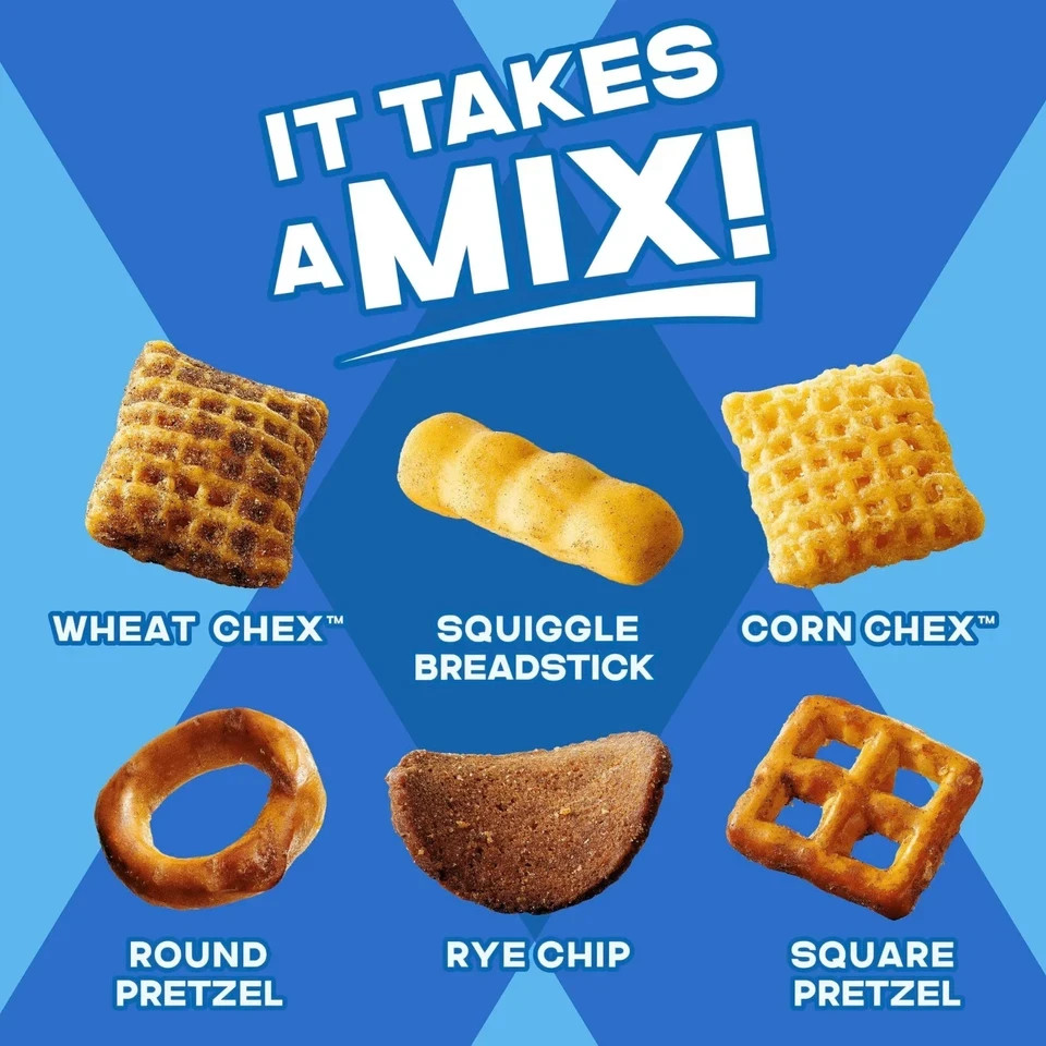 Chex Mix Traditional Snack Mix, Salty Snacks Tub, 20 oz New