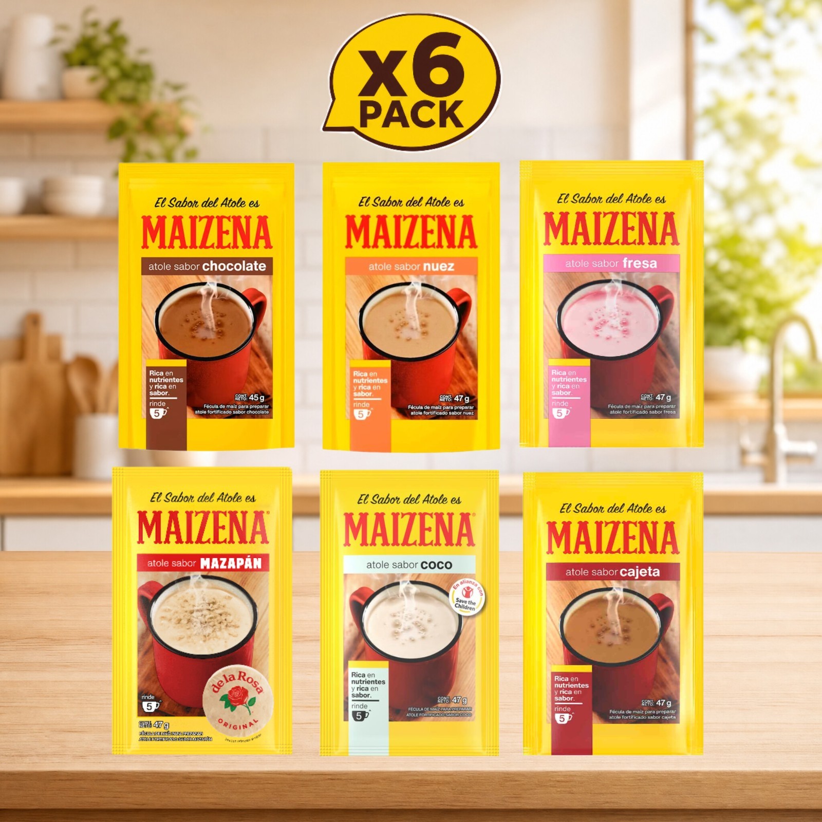 6-Pack Maizena Mix Flavors 45/47gr Each/Paquete Mix De Maizena/Delicious! 🍓🥥🍫