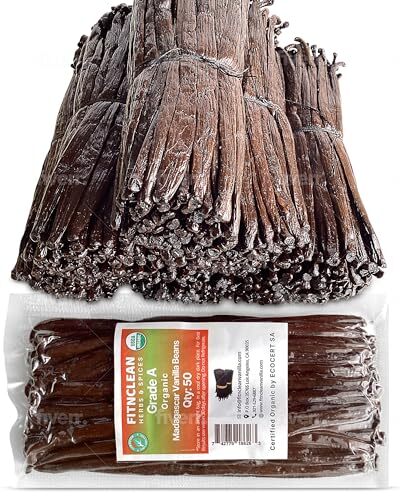 50 Organic Grade A Madagascar Vanilla Beans. Certified USDA Organic for Extra…