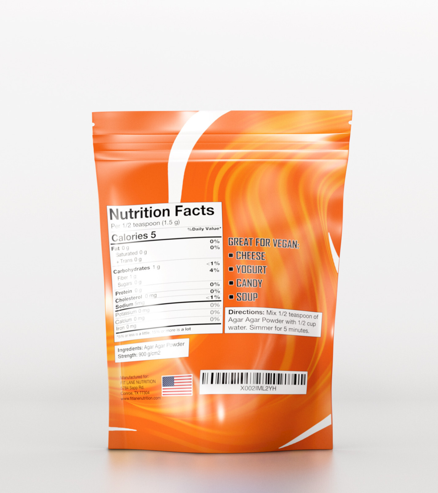 Agar Agar Powder. Vegan (Vegetarian) Gelatin. Non GMO, Gluten Free 8 oz Bag