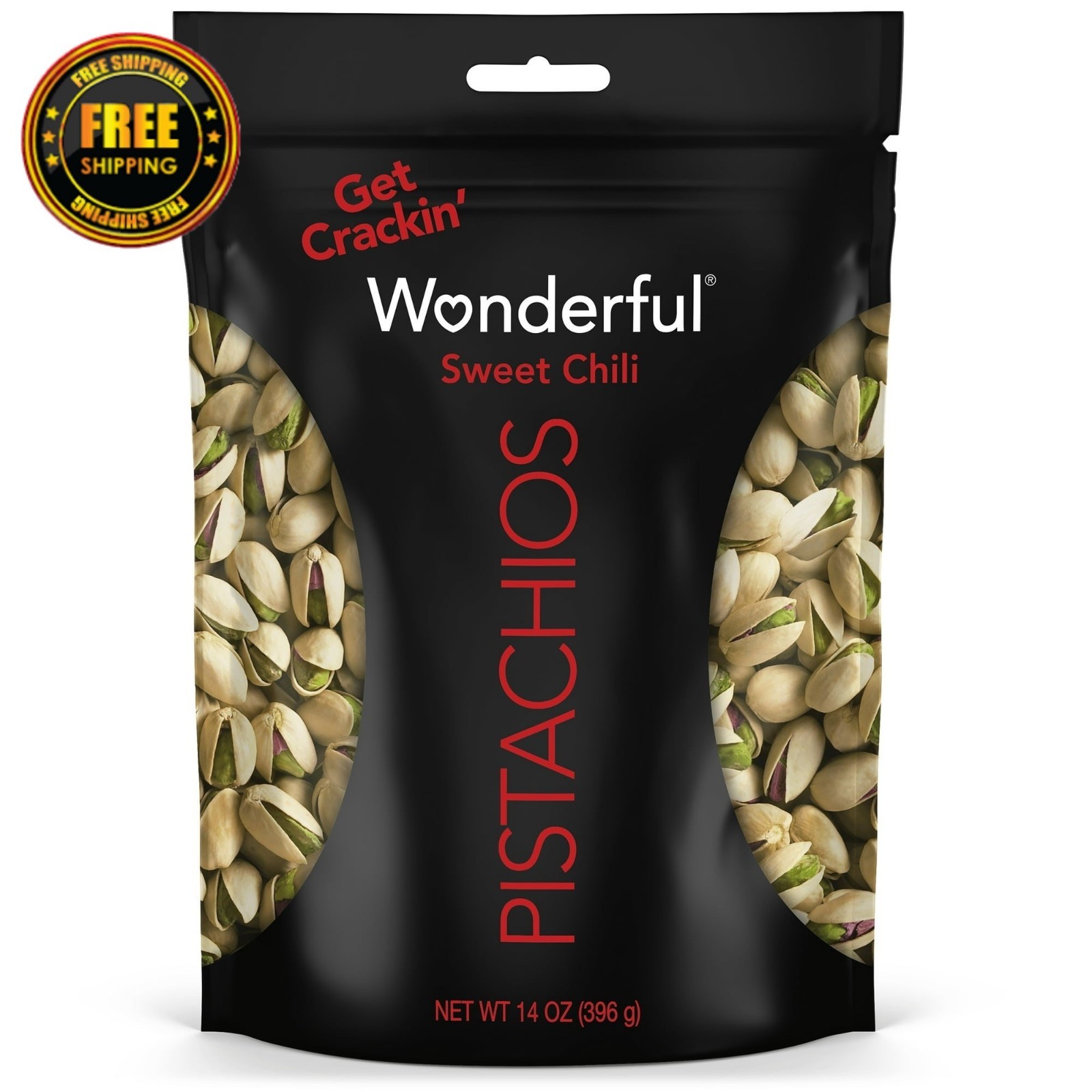 Wonderful Pistachios In-Shell Sweet Chili – 14 oz Resealable Bag