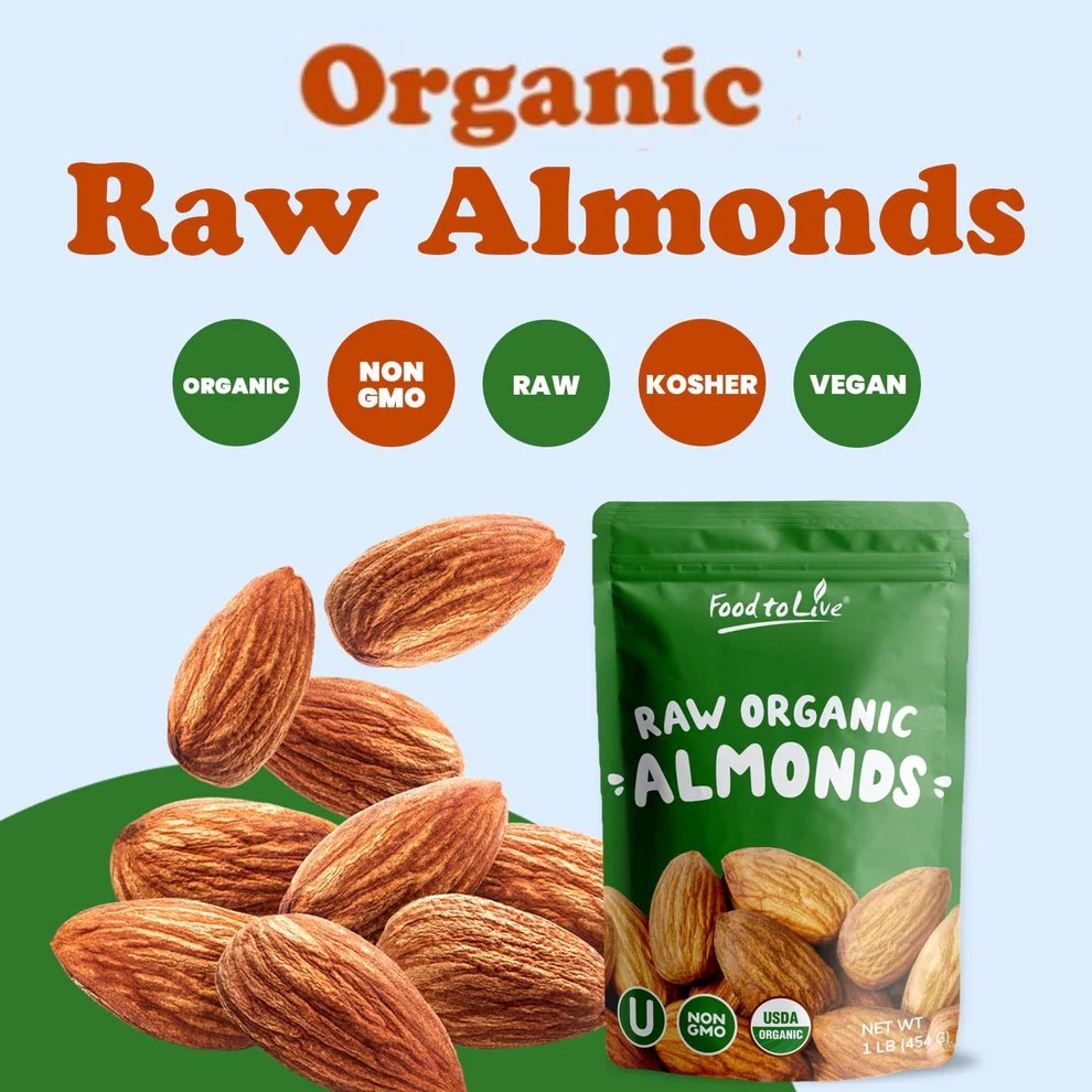 Organic Italian Raw Almonds — Non-GMO, Kosher, Raw, Vegan — by Food to Live
