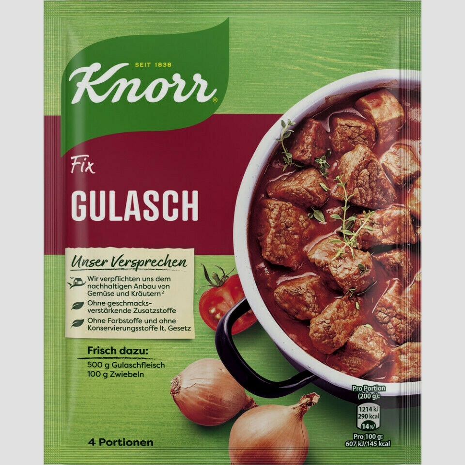 7 Bags Knorr Fix for Gulasch / Goulash Sauce New from Germany