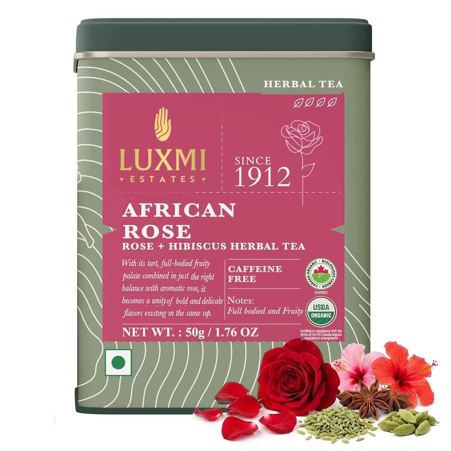 Luxmi Estates African Rose Hibiscus Tea | Loose Leaf, 50g 50gm/1.76Oz