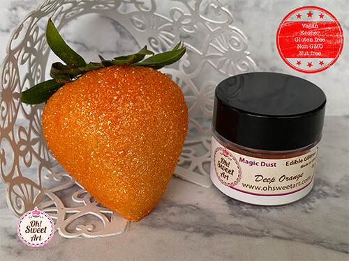 Edible Glitter dust DEEP ORANGE ( 6 grams ) Magic dust , Kosher, Gluten free FDA
