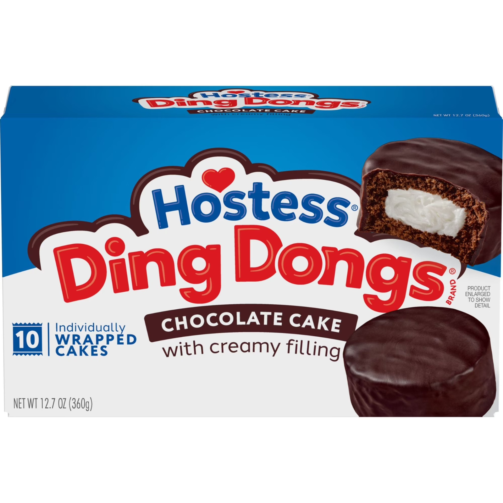 Hostess Ding Dongs Snack Cakes, Chocolate Cake with Crème Filling & Fudgy Icing,