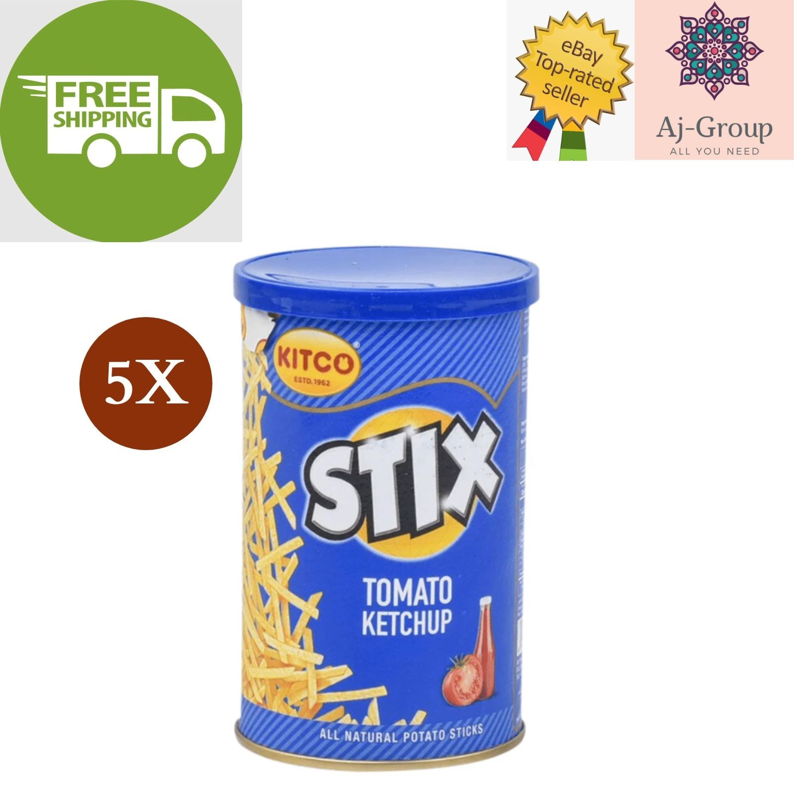 5 Pack X Kitco Stix Tomato Ketchup Potato Sticks, 45 gram