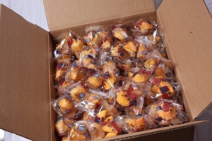100 Pcs Fortune Cookies Fresh Single Wrapped Golden Bowl Brand