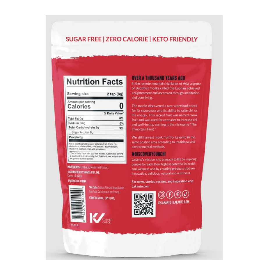 Lakanto Classic Monk Fruit Sweetener – White Sugar Substitute, 2 lbs, 1 Count