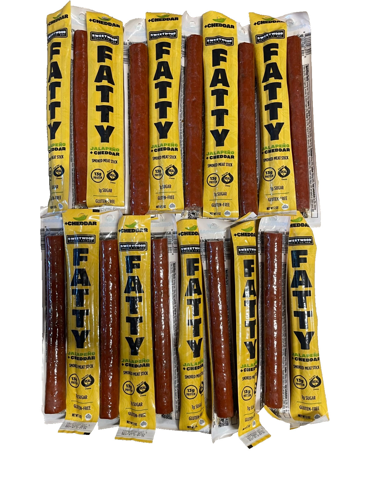 FATTY Smoked Meat Sticks 20 sticks CHEDDAR & JALAPENO 2oz Per