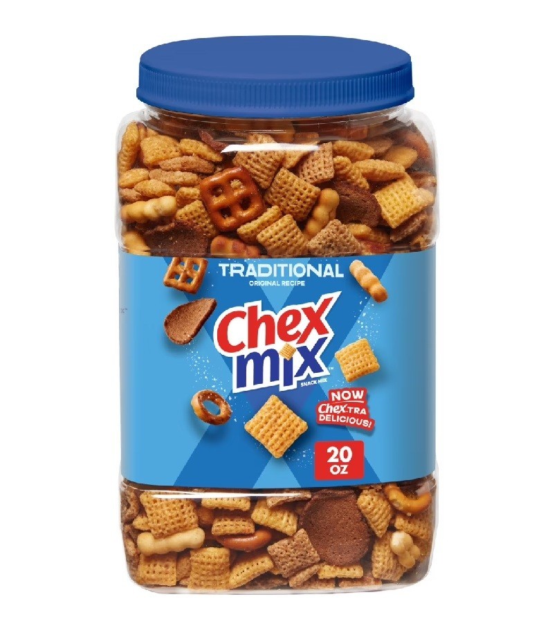 Chex Mix Traditional Snack Mix, Salty Snacks Tub, 20 oz