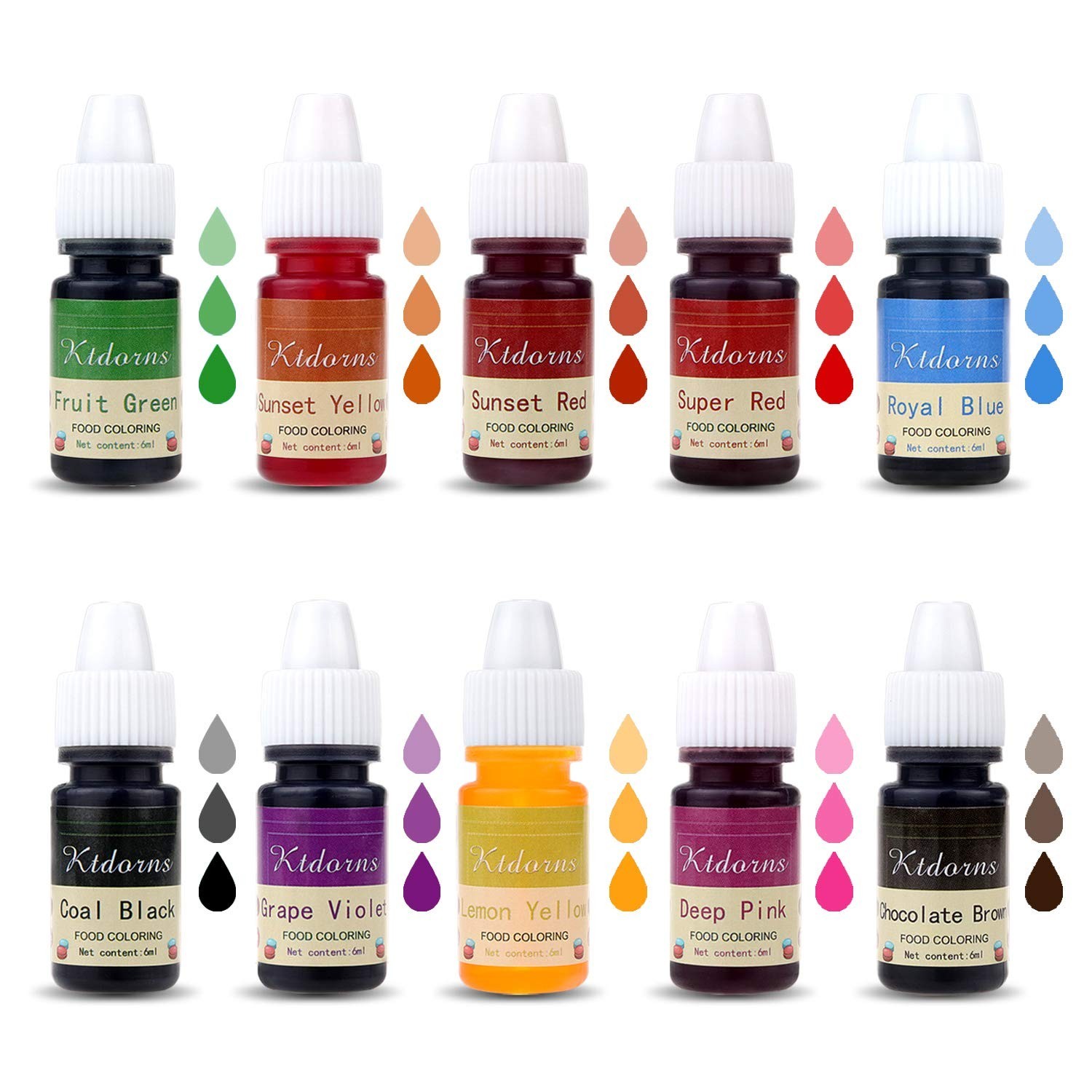 Food Coloring Liquid Kit 10 Colors for Baking Decorating Cake Fondant Slime