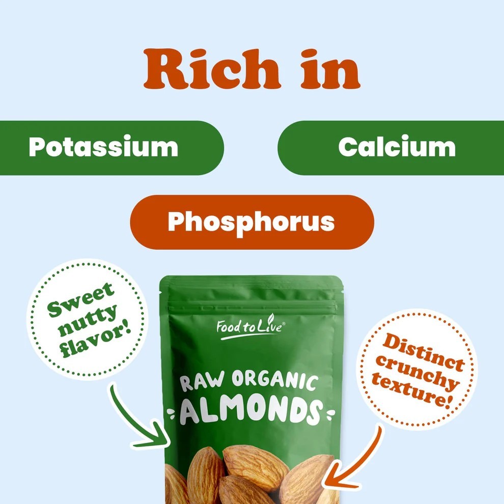 Organic Italian Raw Almonds — Non-GMO, Kosher, Raw, Vegan — by Food to Live