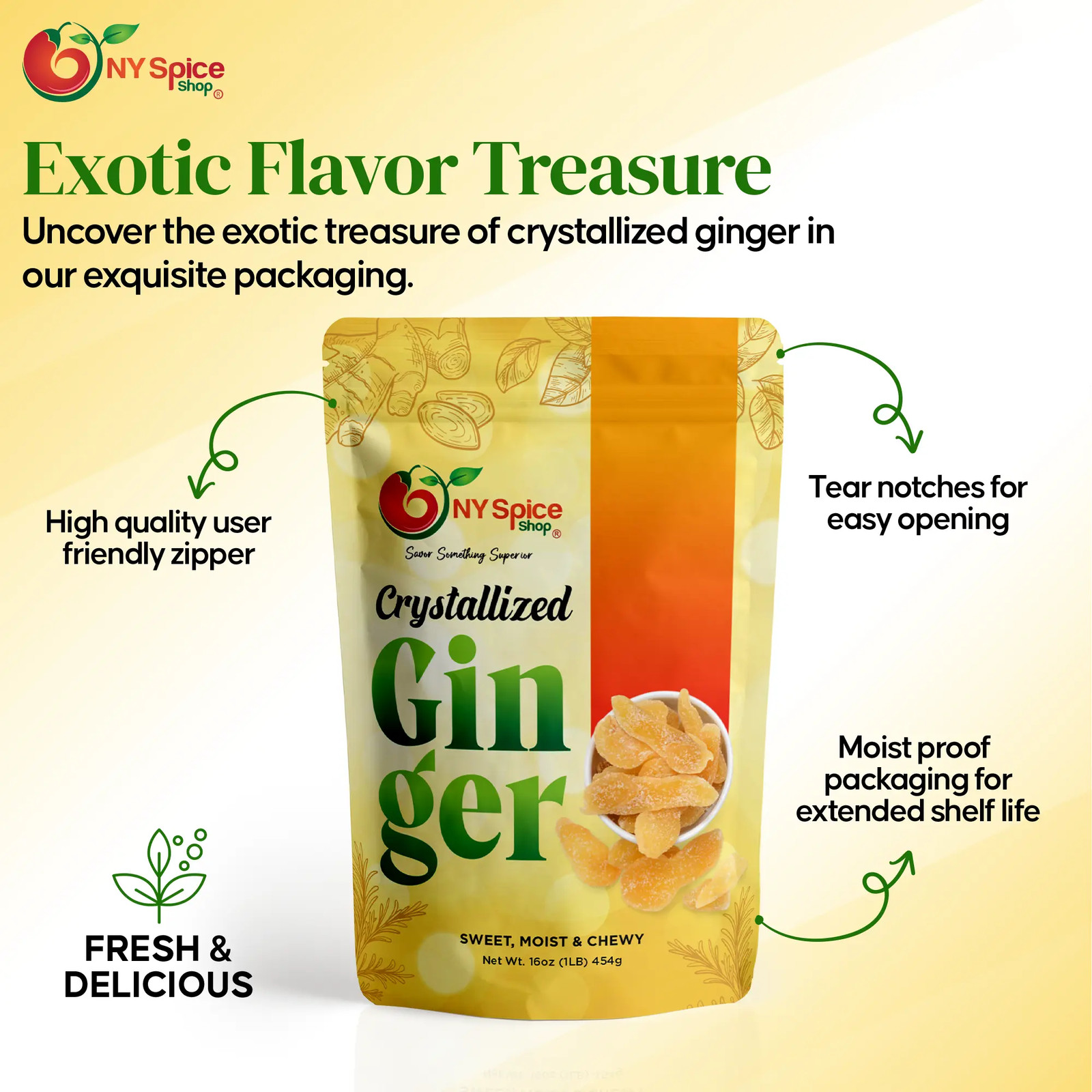 Crystallized Ginger Dehydrated Kosher Candied Sugar Slices Dried