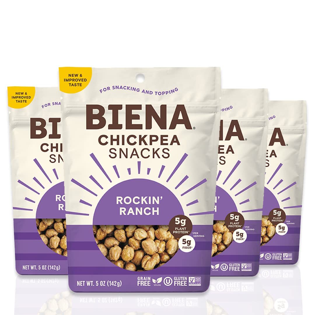 BIENA Chickpea Snacks, Rockin’ Ranch, 5 Ounce, 4 Count