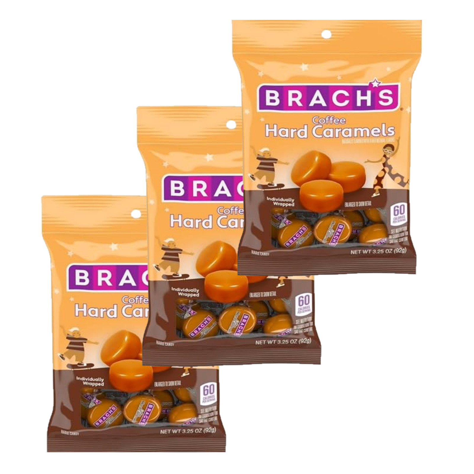 Brach Coffee Hard Caramels Nips Individually Wrapped Travel Movie Candy 3 Pack