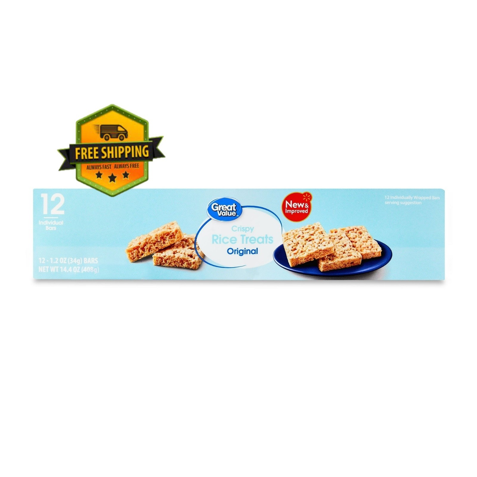 Great Value Crispy Rice Treats, 14.4 oz, 12-Count Pack