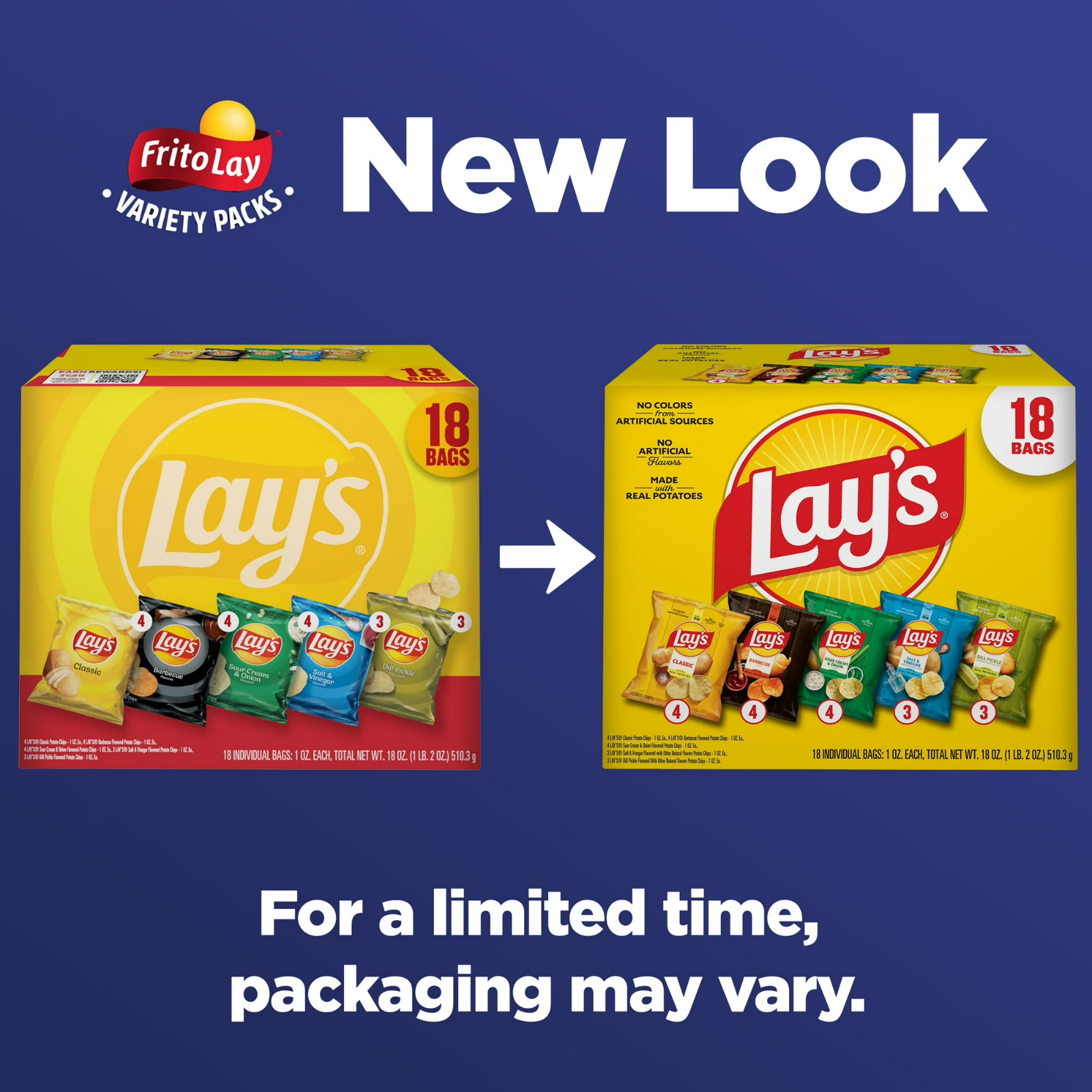 Lay’s Snacks Mix Potato Chips Variety Pack (1 oz 18 Count)@@