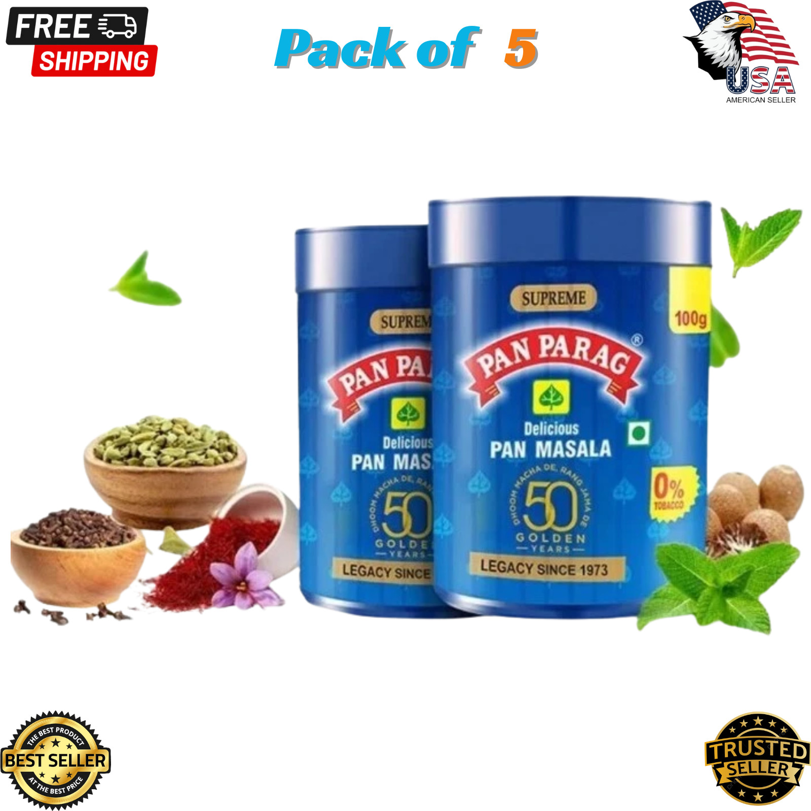 Pan Parag Export 5 Packs Of 100gm Each Fresh Stock Exp 01/2028 – Free Shipping