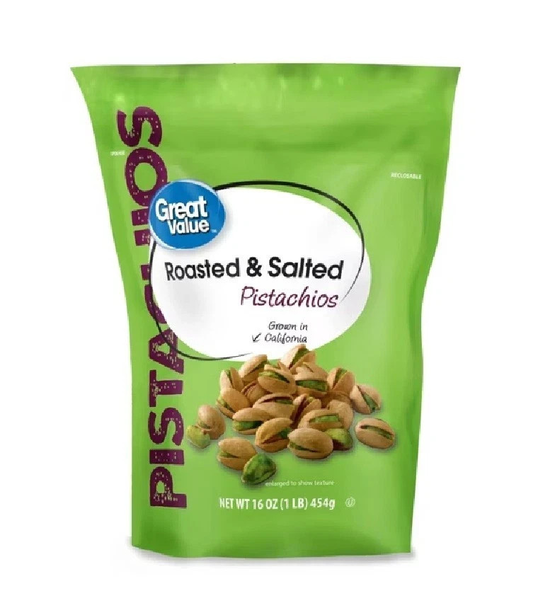 Great Value Roasted & Salted Pistachios, 16 oz Resealable Bag