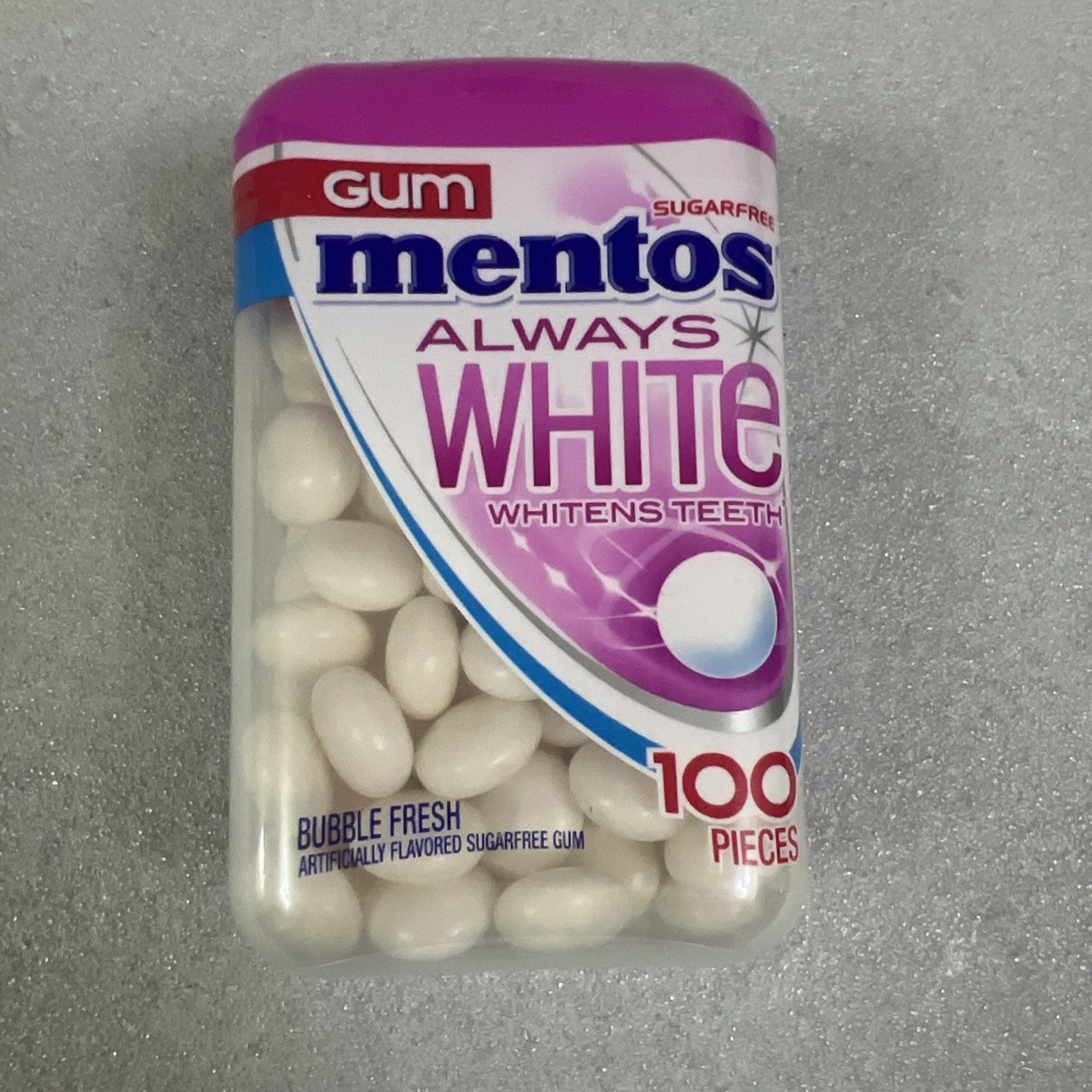 Always White Sugar-Free Chewing Gum with Xylitol, Bubble Fresh, 100 Piece Bottle