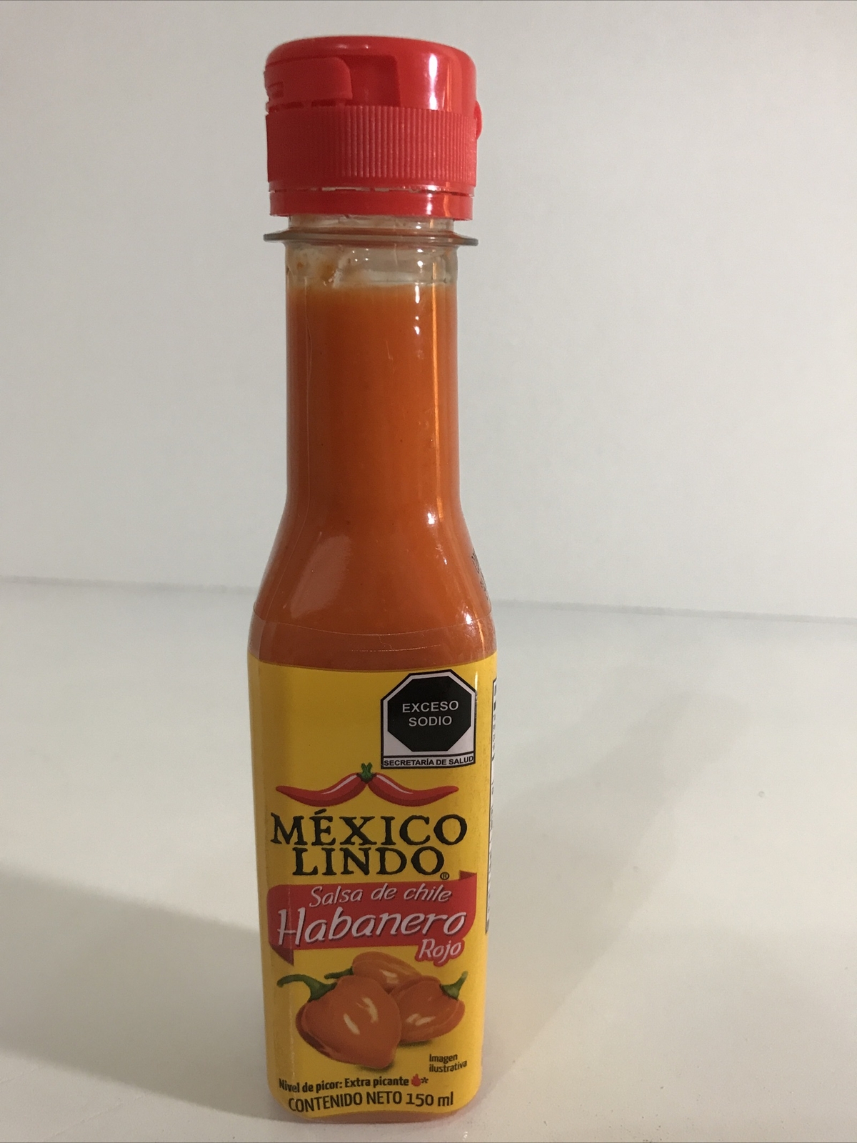 5-Pack Mexico Lindo Salsa Habanera Roja. 150ml/5oz Red Habanero Hot Sauce