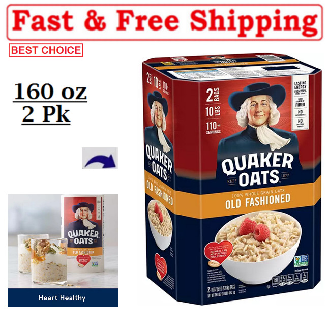 Quaker Oats Old Fashioned Oatmeal, 5 lbs, 2-count – Total 10 lbs, FRESH SEALED!!