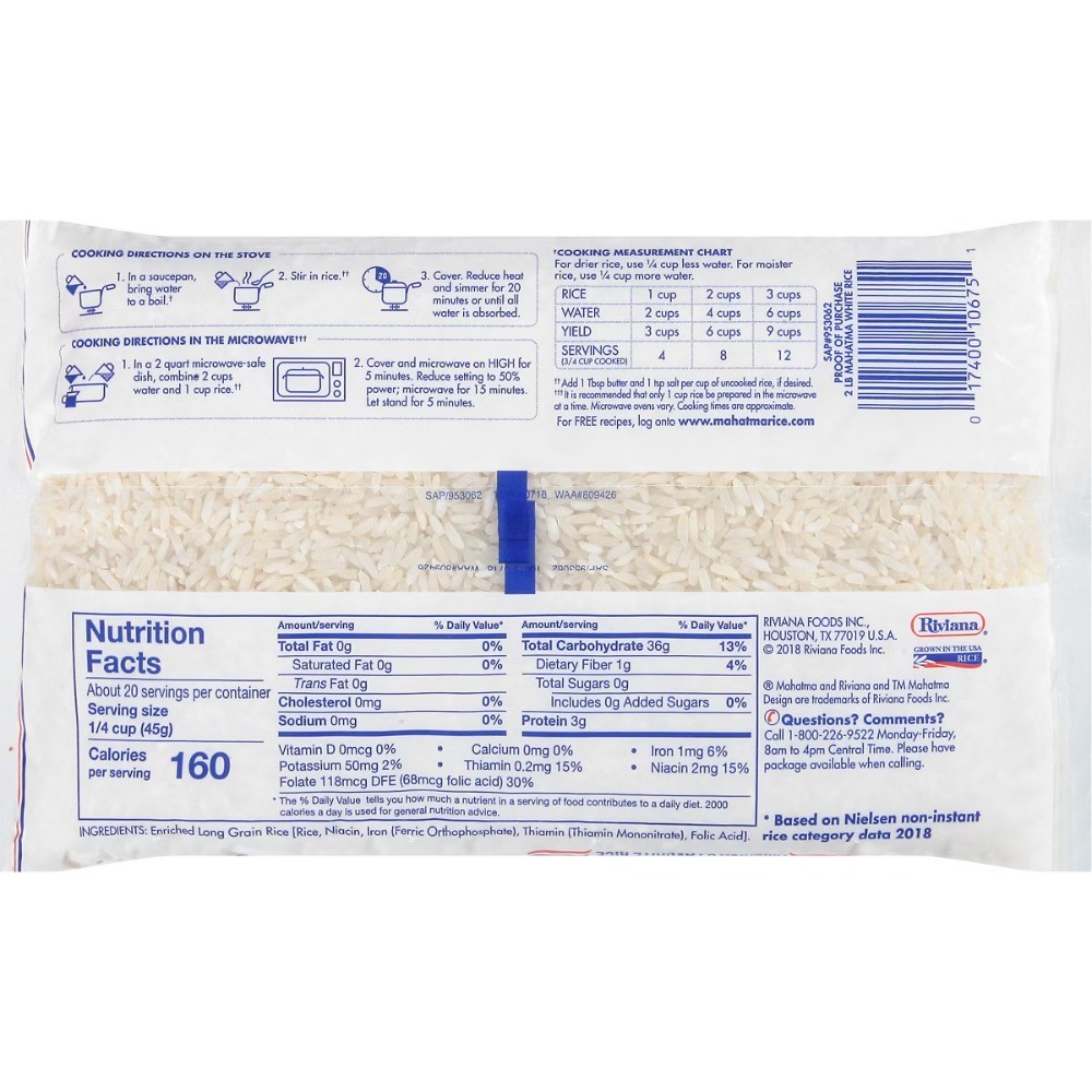Mahatma Enriched Extra Long Grain Rice – 2lbs