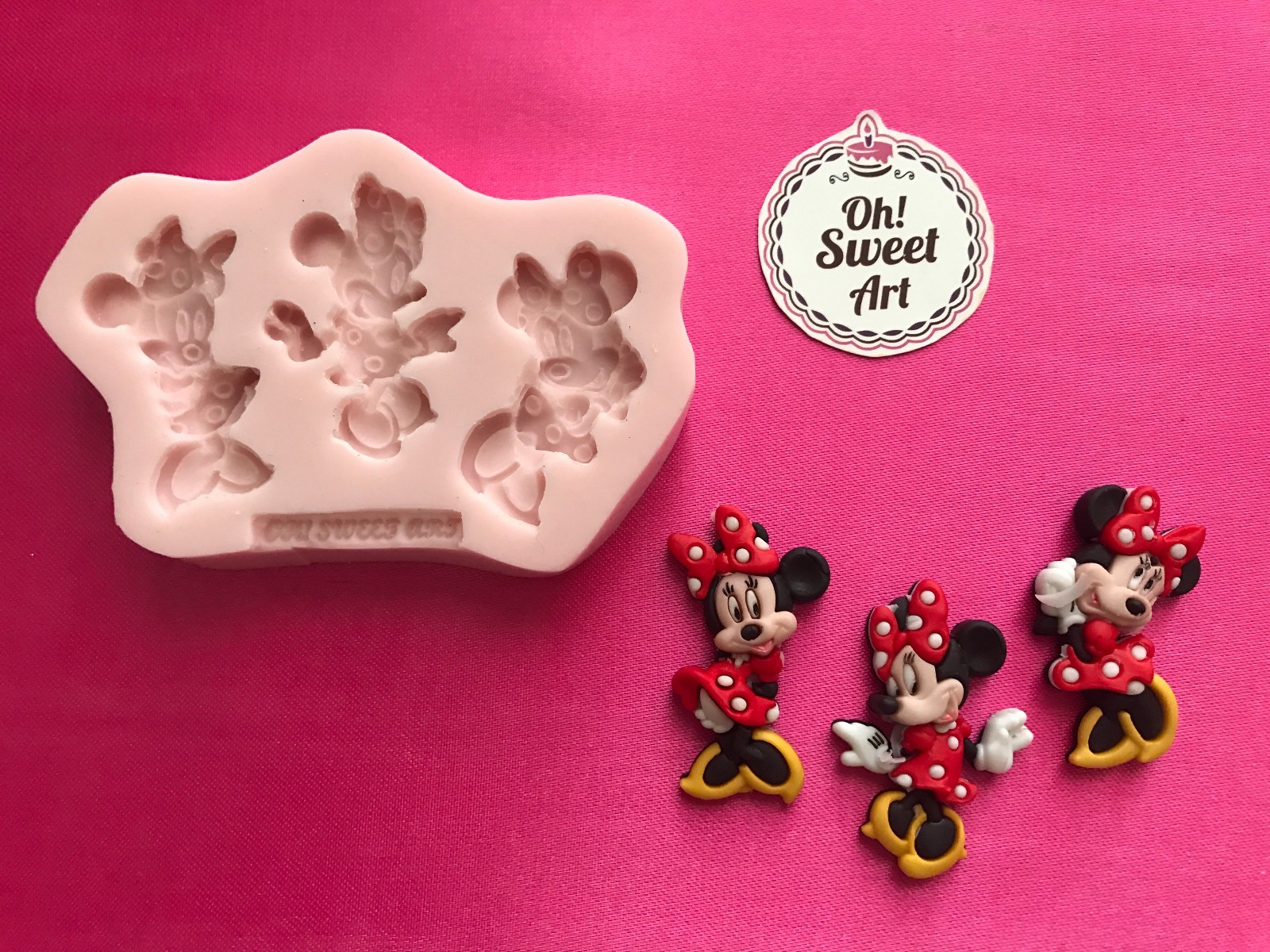 THREE MINNIE MOUSE DISNEY Silicone Mold Food Cake Decoration toppers soap FDA